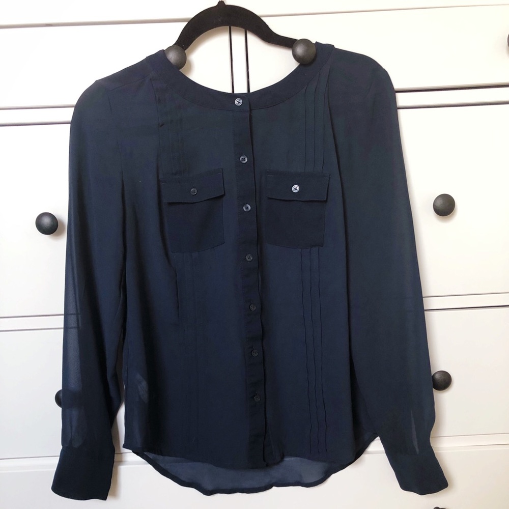 Ann Taylor Dress shirt — Navy Blue Button Down
